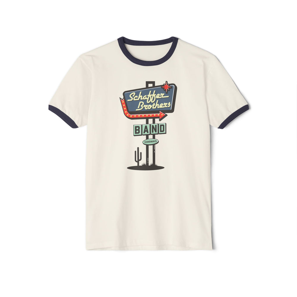 Vintage Road Sign Ringer T-Shirt - Schaffer Brothers Band - Sideways
